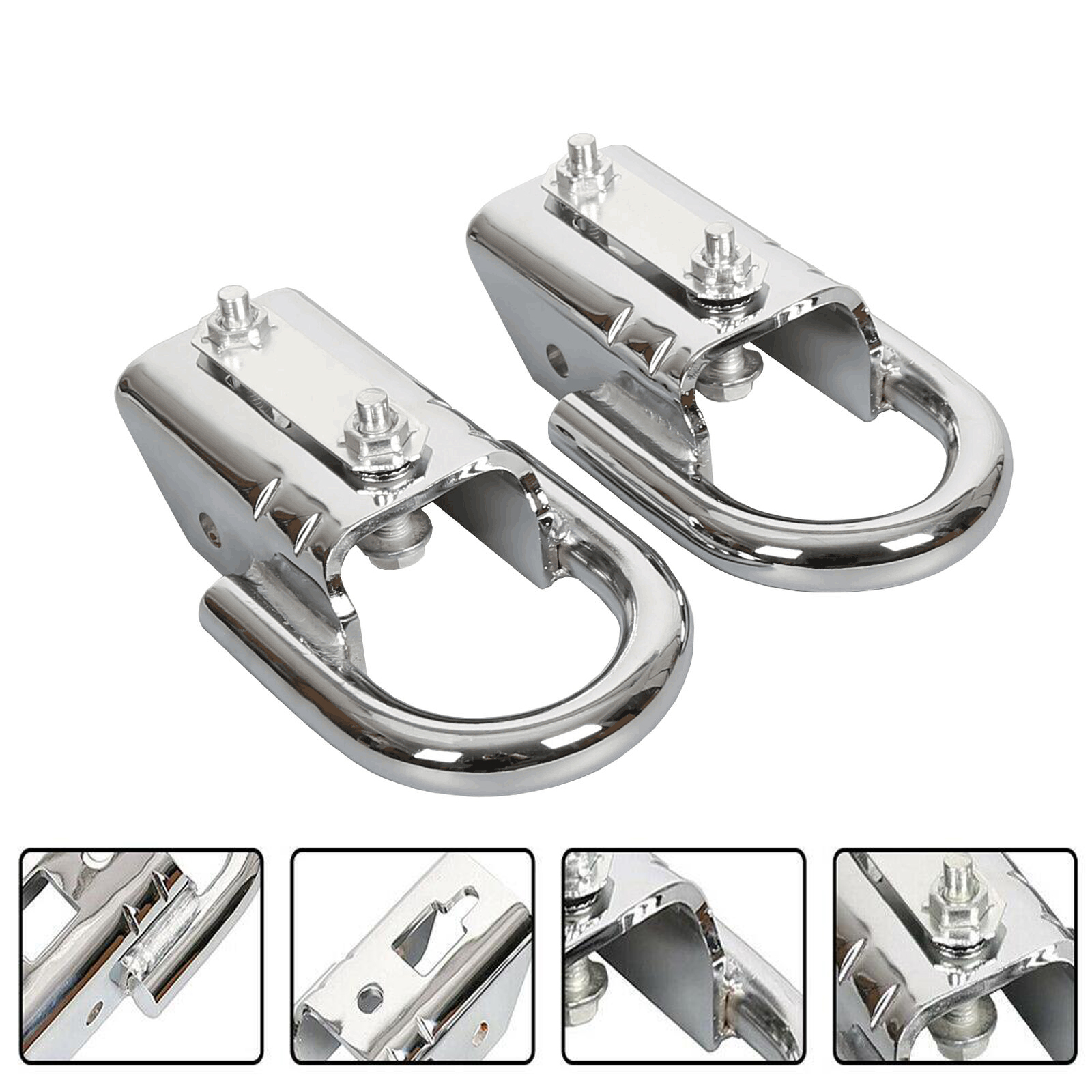 Fit For 2004-2024 2008 2009 Ford F150 F-150 Chrome Tow Hooks w/ Hardware - Pair