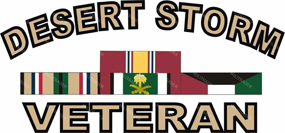 Desert Storm Veteran with Ribbons 2" Decal  (Rectangle)