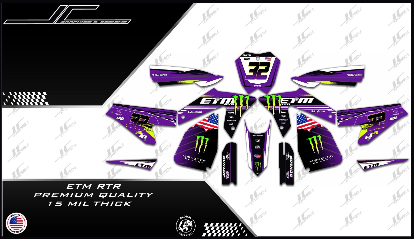 ETM RTR graphics kit decals  THICK AND HIGH GLOSS .....