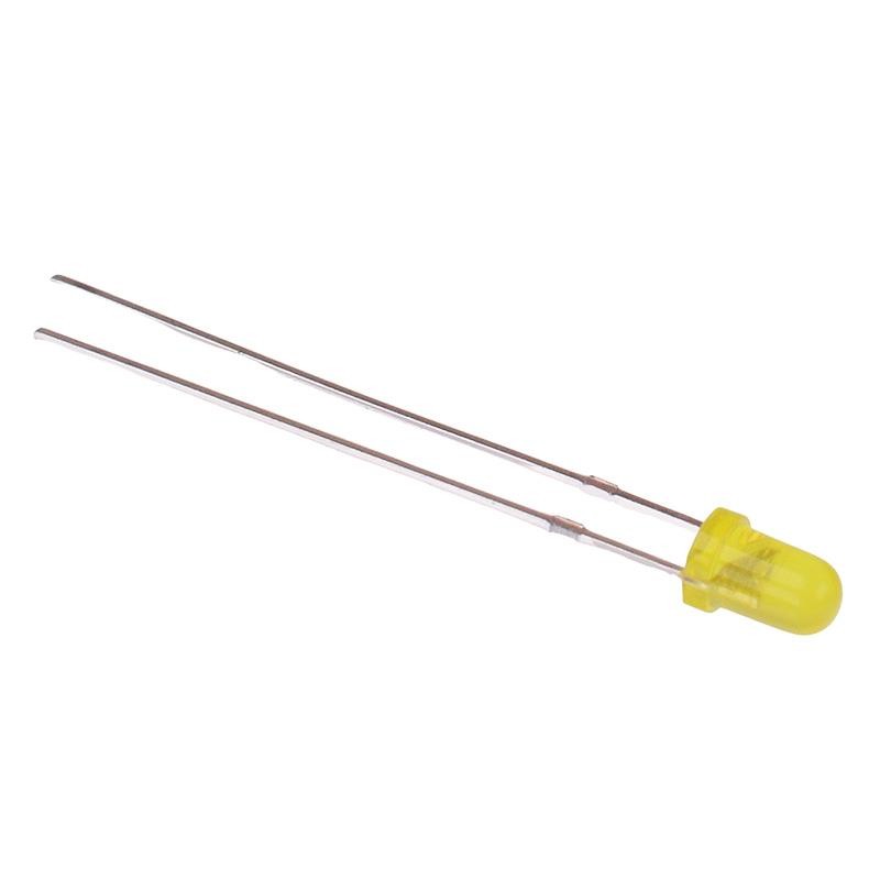 50 x Yellow 3mm Diffused Round LED 60° 500mcd