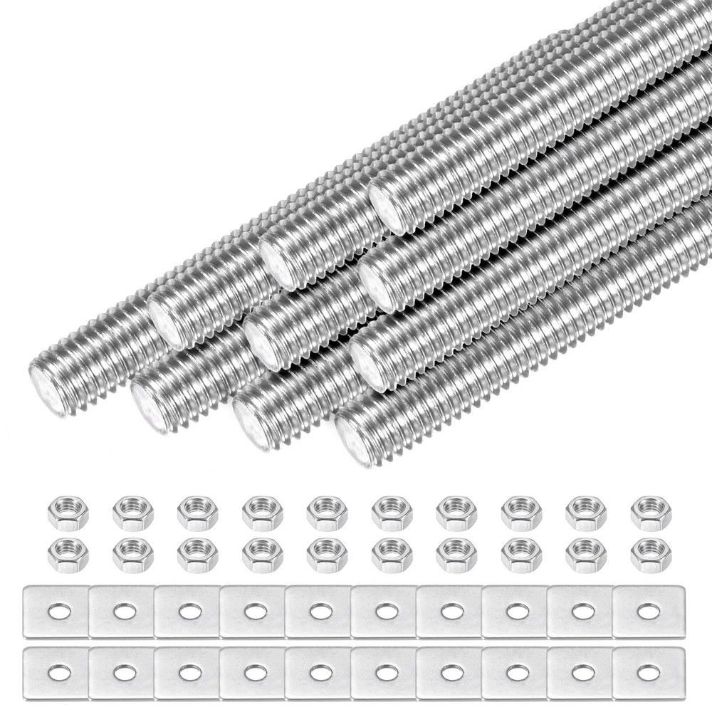 10-Set Fully Threaded Rod, M5x45mm Right Hand Thread Bar Studs with Nuts