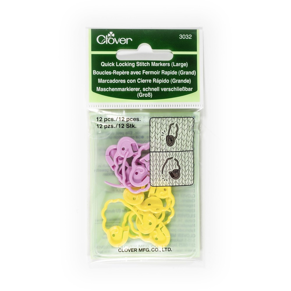 Clover Quick Locking Stitch Markers Large 12 Pkg Clover Mixed Materials Everyday