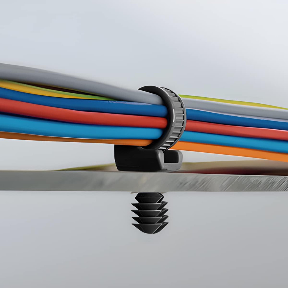 120PCS Car Push Mount Cable Zip Tie, Nylon Self Locking Cable Strap, Engine Bay