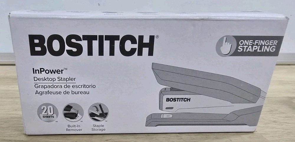 Bostitch Easy Squeeze Stapler Gray 20 Sheets Capacity Ergonomic Design Jam Free