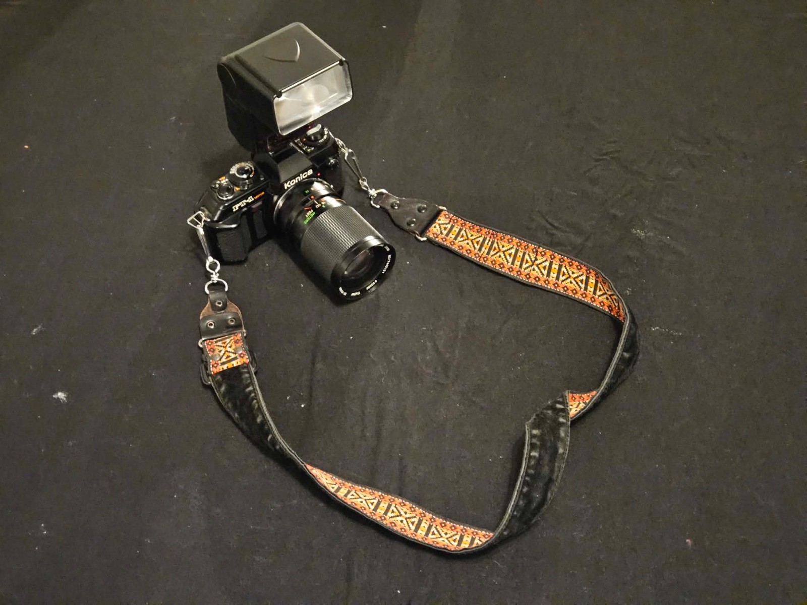 Konica FT-1 Motor 35mm Film Camera w/ Vivitar 70-150mm Lens & Sunpak Flash Test