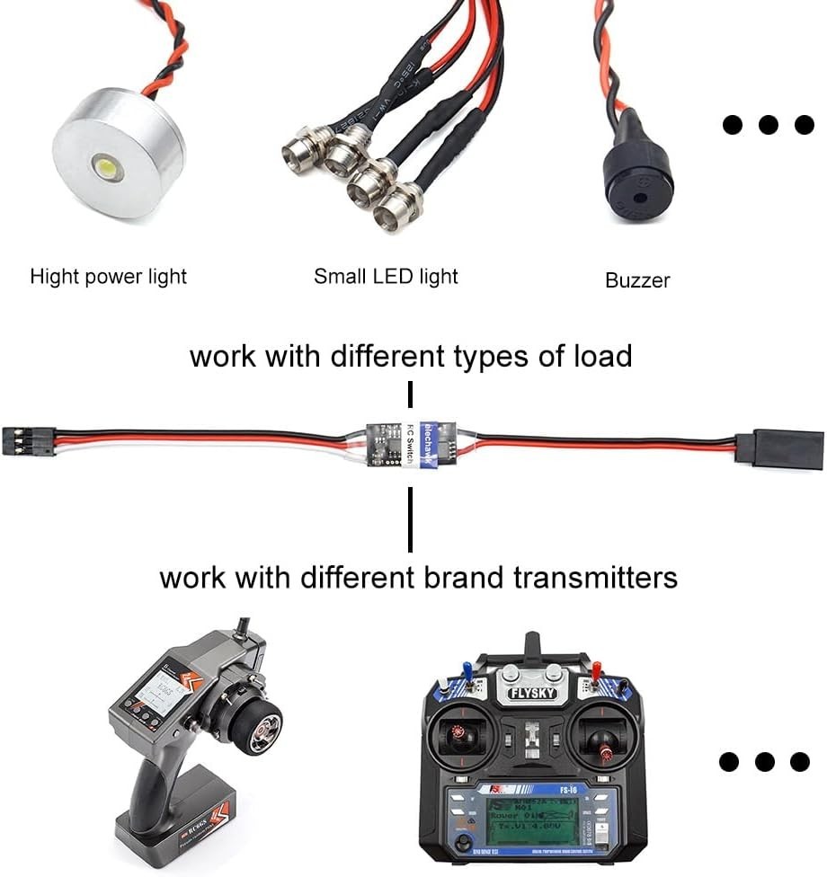 Lightweight RC Remote Controlled AUX Switch 4A - Easy Installation for Hobbyists