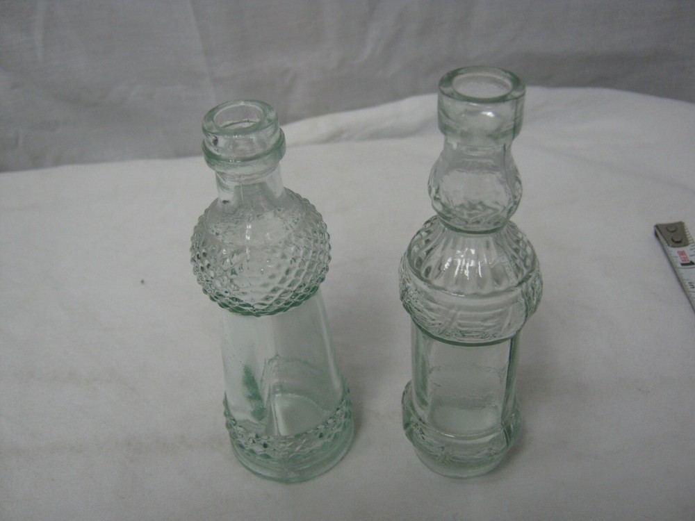 2 Vintage Light Aqua Green Perfume(?) Bottles