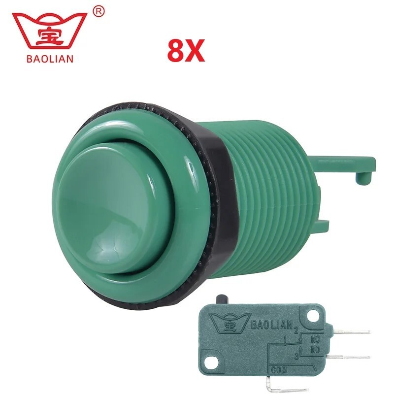8X Baolian 28 mm American Style Push Button Arcade Button Kit Microswitch