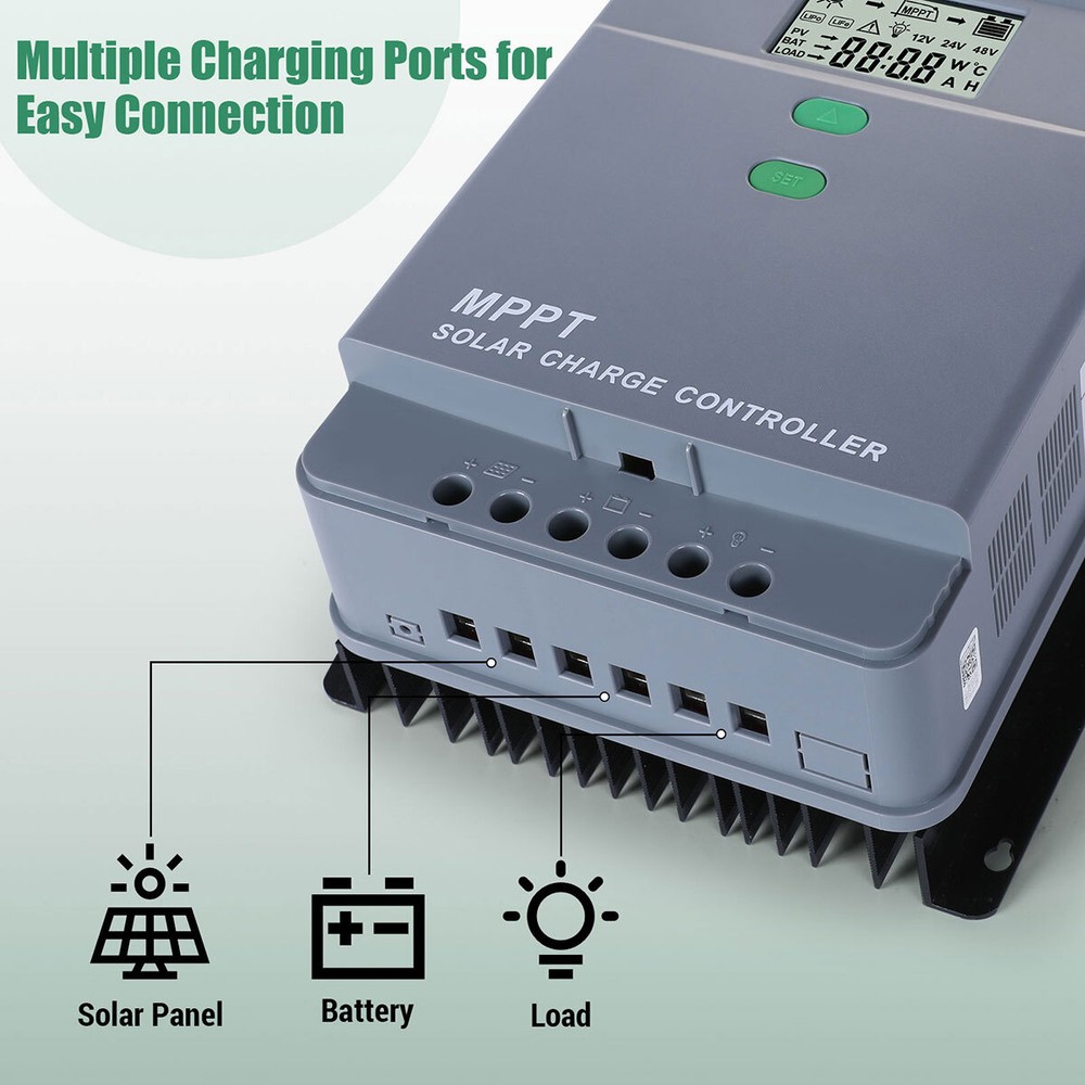 Solar Panel 100A MPPT Battery Charge Controller 12V/24V/36V/48V LCD Regulator