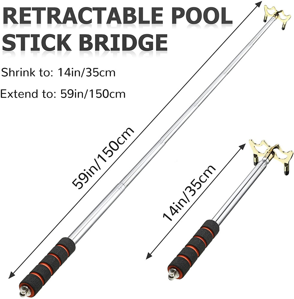 Pool Cue Snooker Stick Pool Table Accessories Retractable Billiards Cue Rest wit