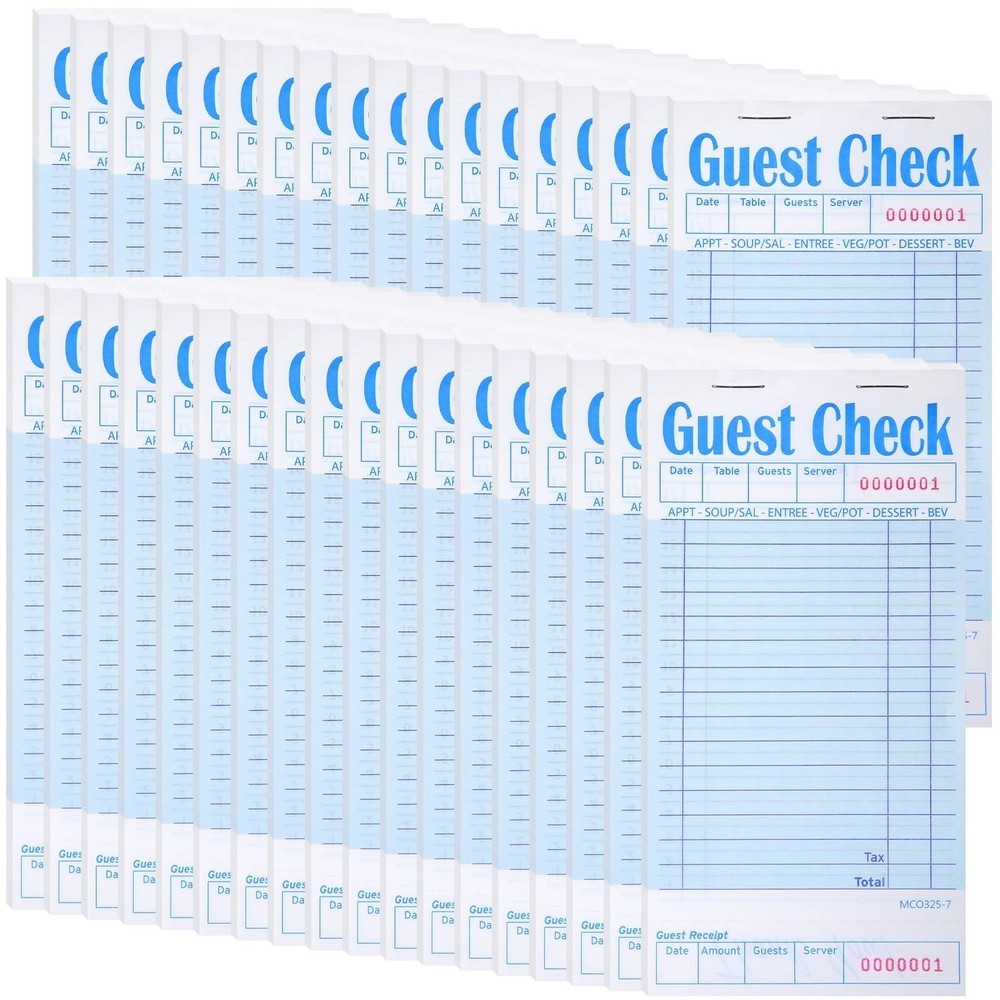 100 Pack Guest Check Book for Servers Bulk, Waitress Checkbook Paper Server N...
