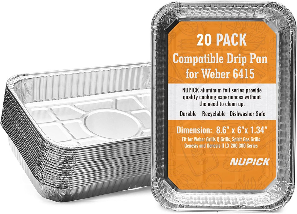 20 Pack 6415 Drip Pans Compatible for Weber Spirit Series, Genesis Series, Q Ser
