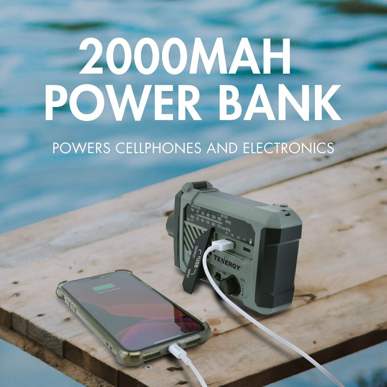 Tenergy Emergency Solar Hand Crank Weather Radio Power Bank Charger Flash Light