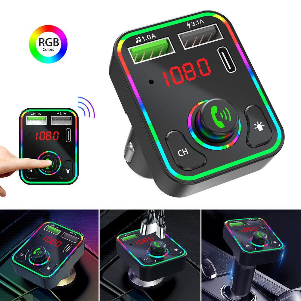 2× Car Bluetooth 5.0 FM Transmitter Wireless MP3 Adapter Hands-free USB Charger