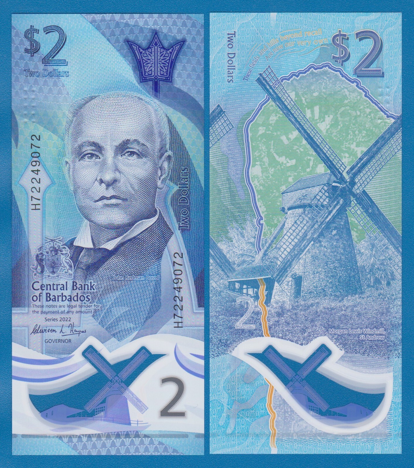 Barbados 2 Dollars P 80 2022 UNC Polymer