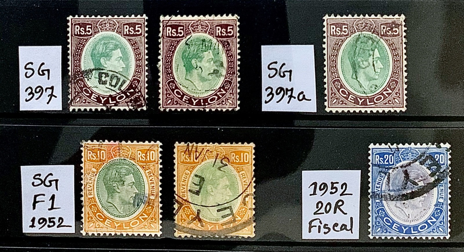 CEYLON KGVI 1938-49 Complete Collection SG #386-97a + 1952 10r-20r VFU CAT £400+