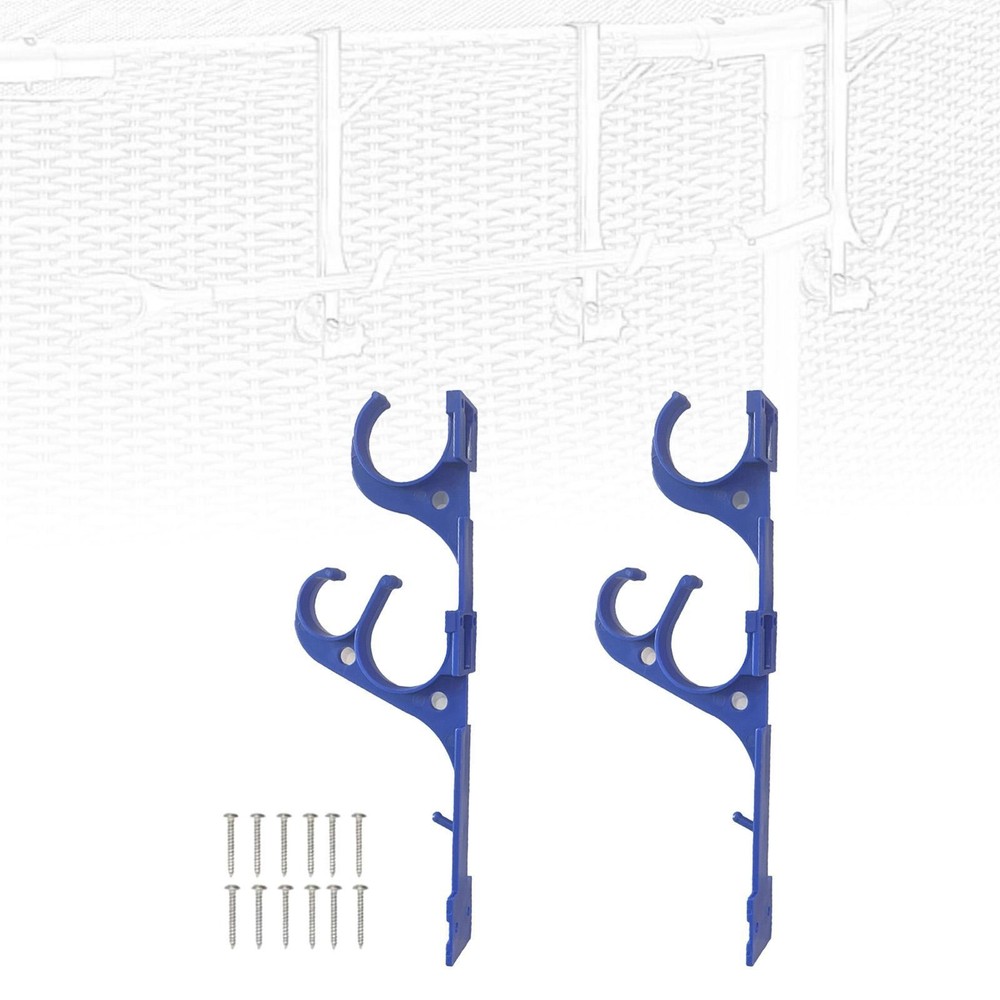 2Pcs Pool Equipment Hooks Brush Hanger Tool Holder Poolside Double Hook Storage