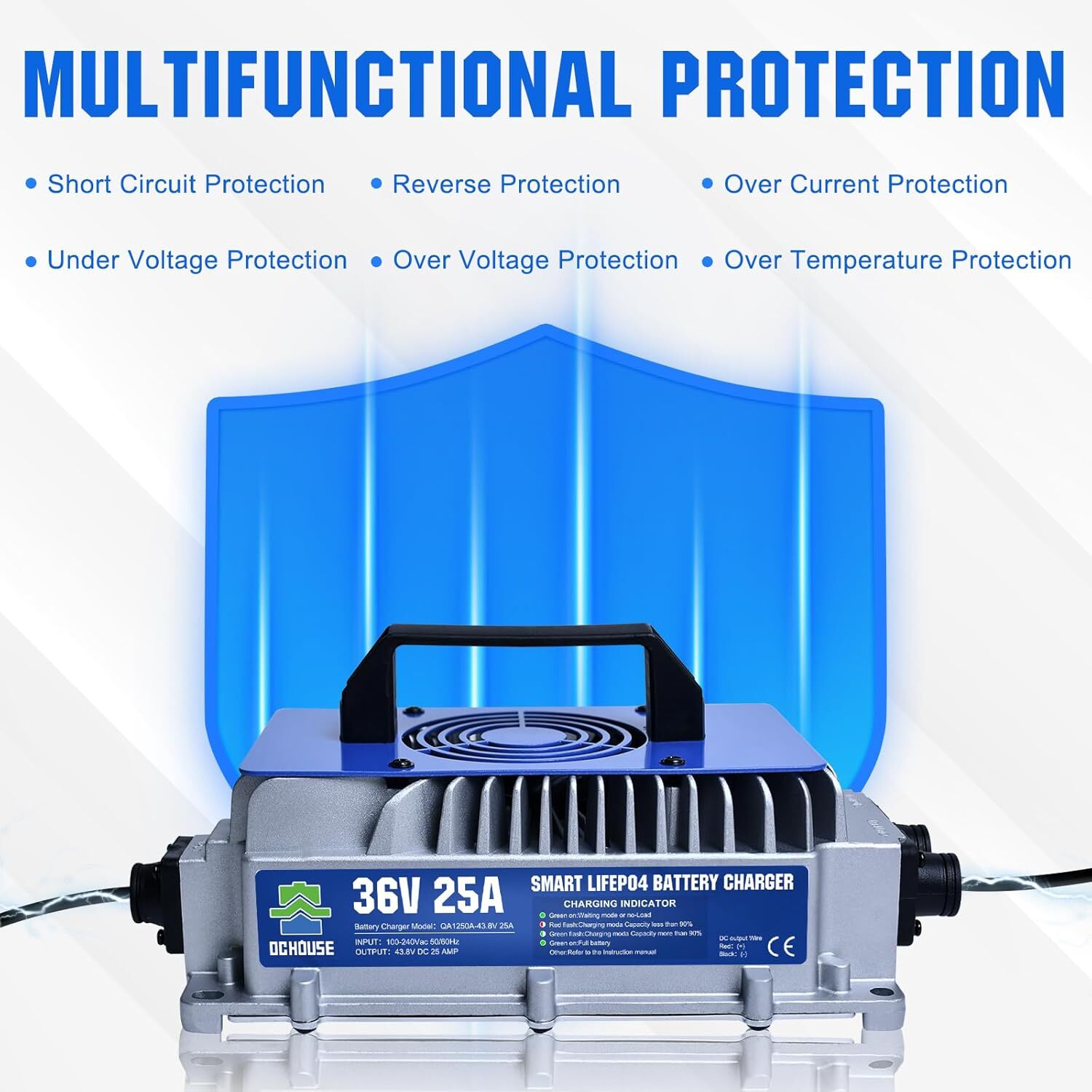 36V 100AH Lithium Golf Cart Battery Bluetooth Trolling Motor RV with 25A Charger