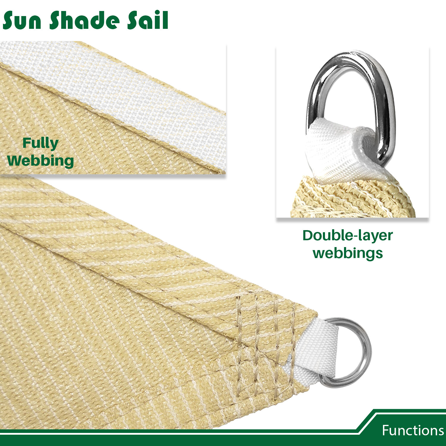 Rectangle Sun Shade Sail Canopy Shelter Shade Mesh Cover Patio Yard Pool Outdoor