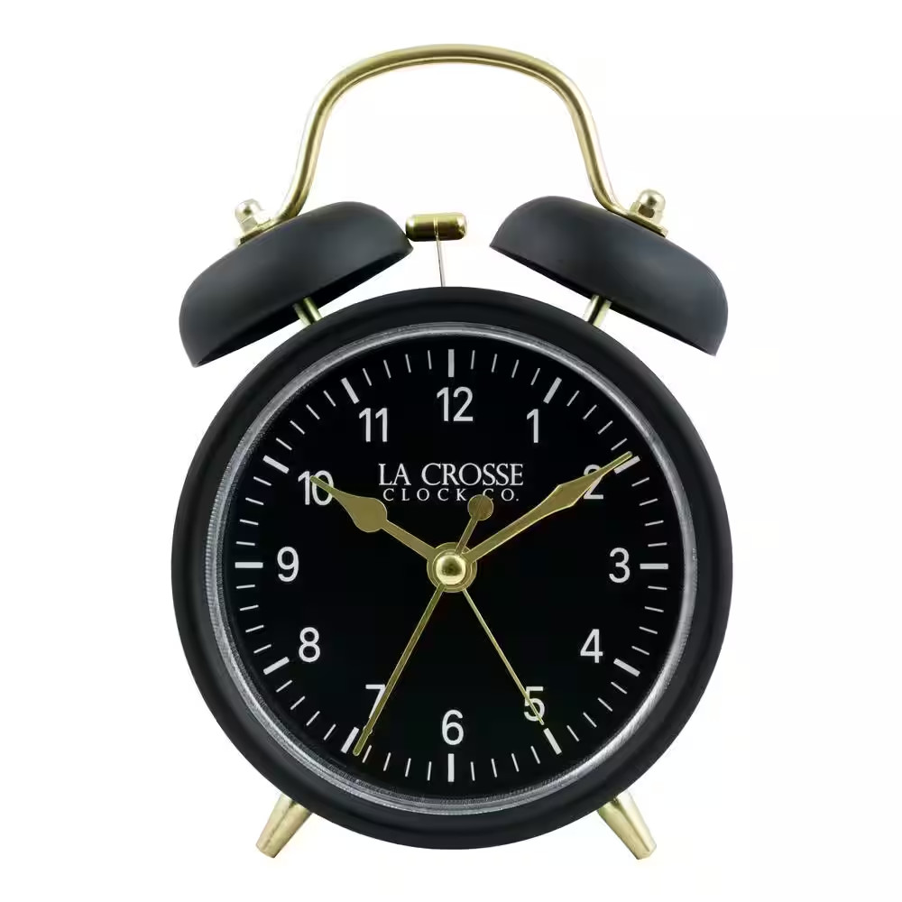 Black Twin Bell Quartz Alarm Clock