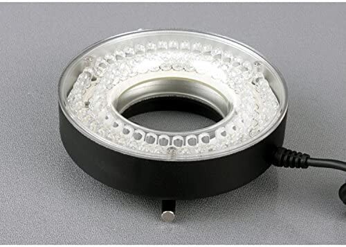 60-LED Microscope Ring Light with Solid Black Metal Dimmer Control Box