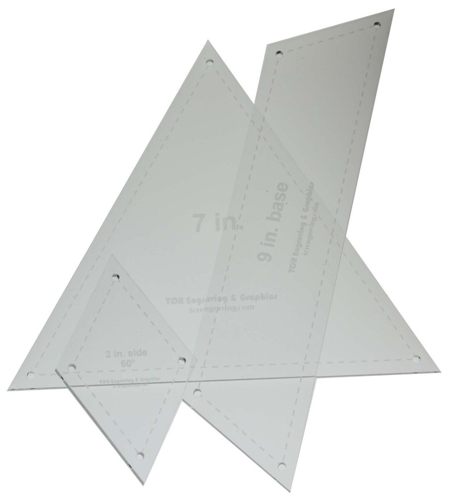 Patchwork Triangle 3 pc set Templates Acrylic 1/8" Quilting/Sew