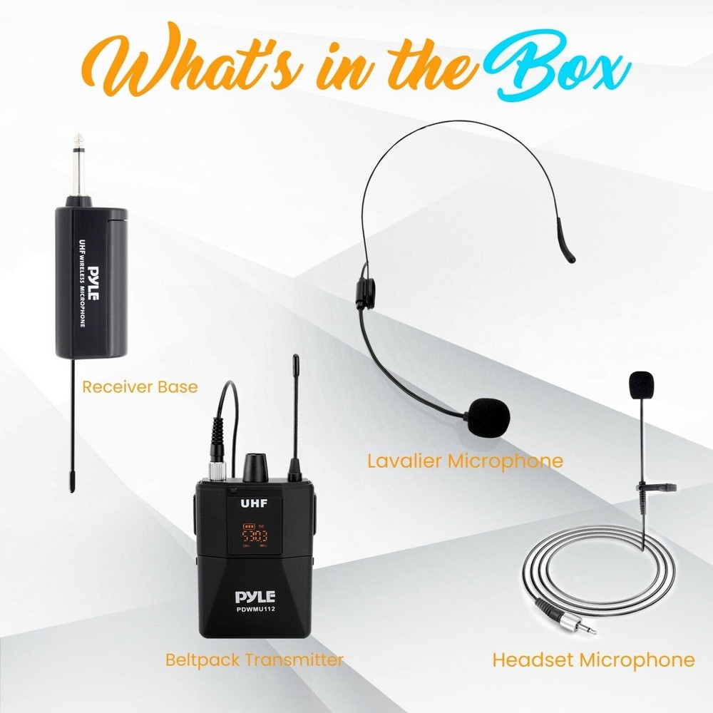 Pyle UHF Wireless Microphone System Kit LED Digital Display Screens PDWMU112