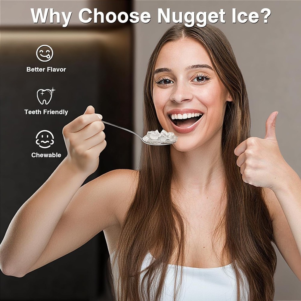 Nugget Ice Maker Countertop, Chewable Nugget Ice Machine with Automatic Clean...