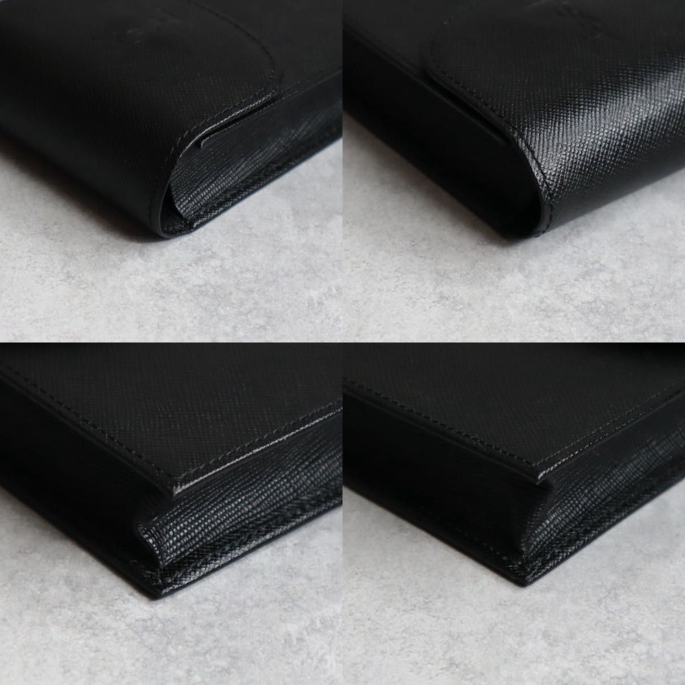 Yves Saint Laurent Monogram Leather Cigarette Case Black Used