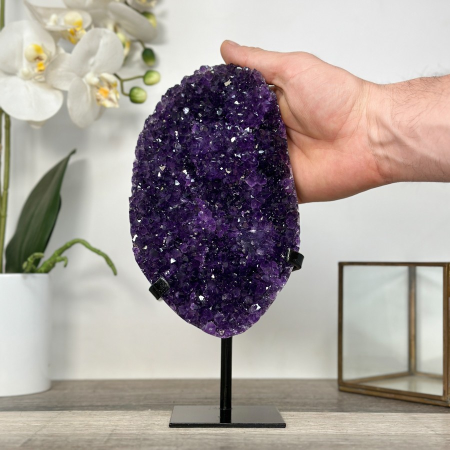 Uruguayan Amethyst Crystal Cluster on Stand. MWS2635