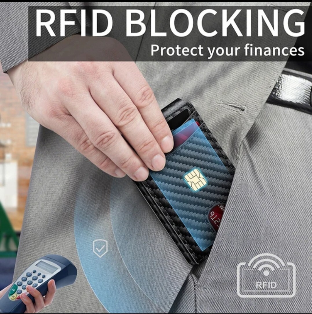 Men's Black tactical magnetic wallet RFID Blocking card holder Aluminum bifold