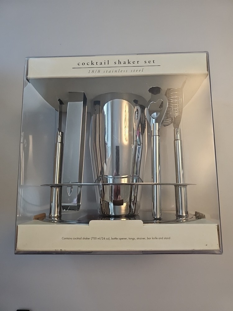NIB Pier One Stainless Cocktail Shaker Set