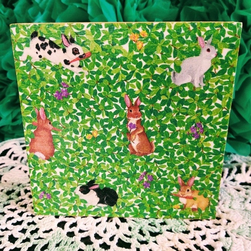 Hand Crafted Easter Mini Wood Sign/Easter Bunny Sign/Easter Decoupage Home Decor