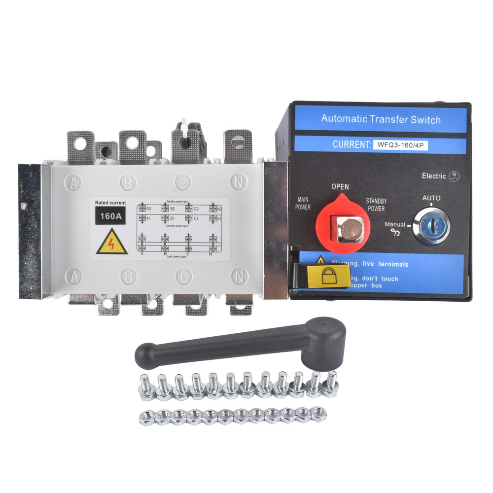 Industrial Automatic Transfer Switch 4P 160A 110V or 220V High Quality Plastic