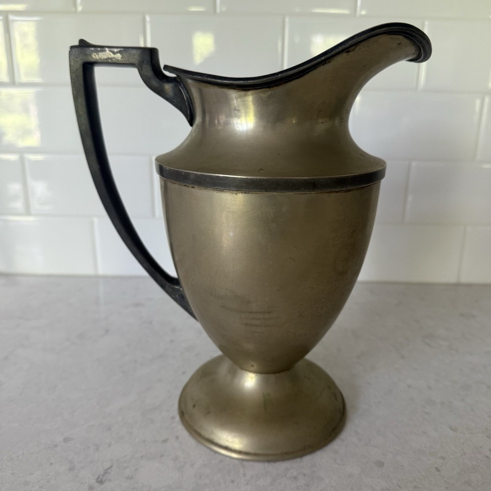 Queen City Silver Co SHEFFIELD Nickel Silverplate Copper? Two Tone Pitcher