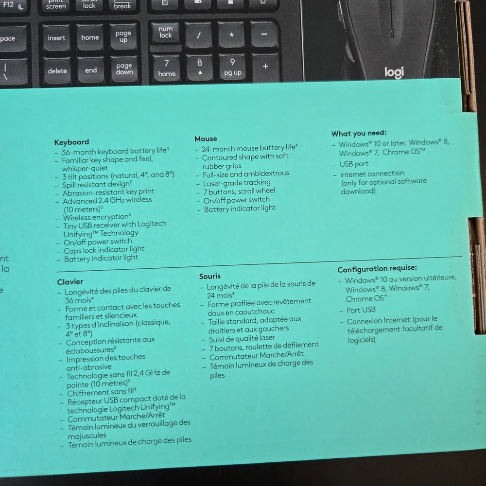 Logitech MK545 Wireless Keyboard & Mouse Advanced Combo Tested w/ Box