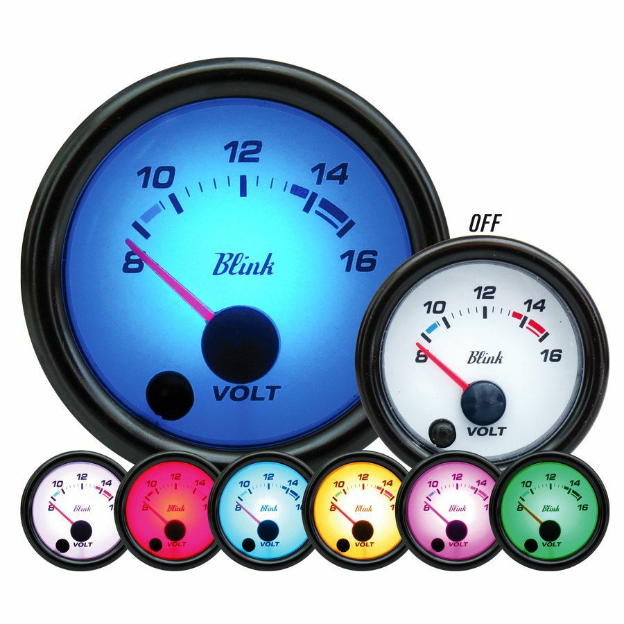 VOLTMETER 7 COLORS 52MM LED BLINK CAR FACEMETER WHITE MULTICOLOR