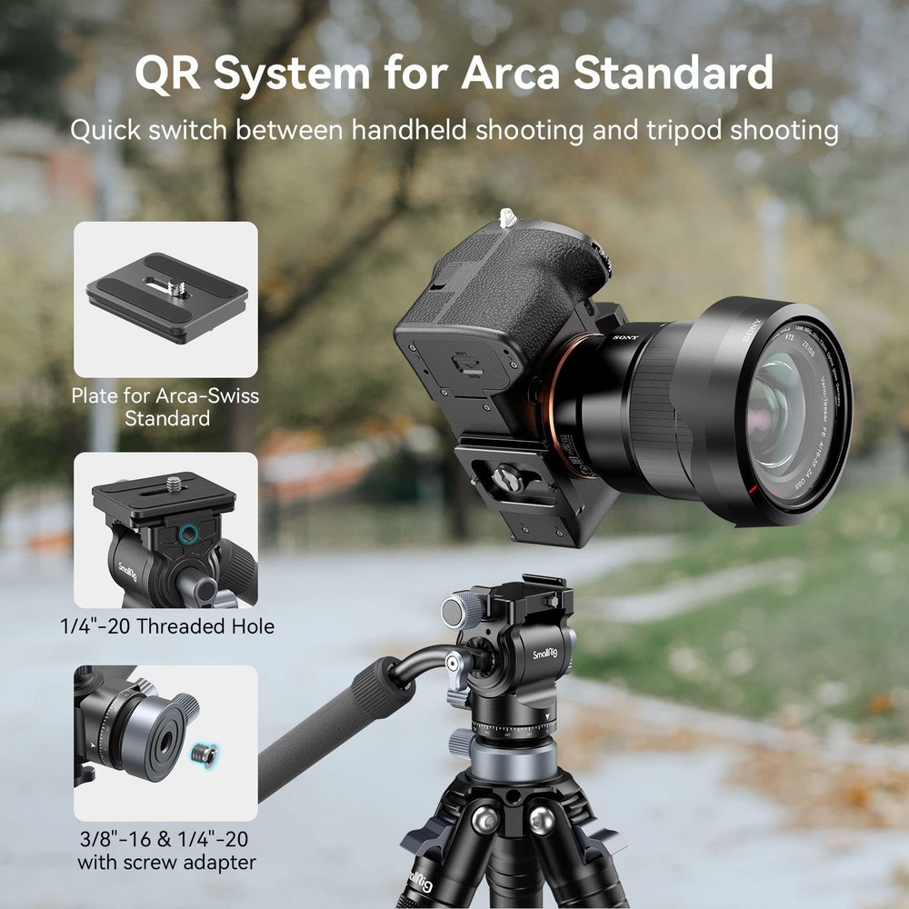Video Head with Leveling Base, Quick Release Plate for Arca Swiss and Adjusta...