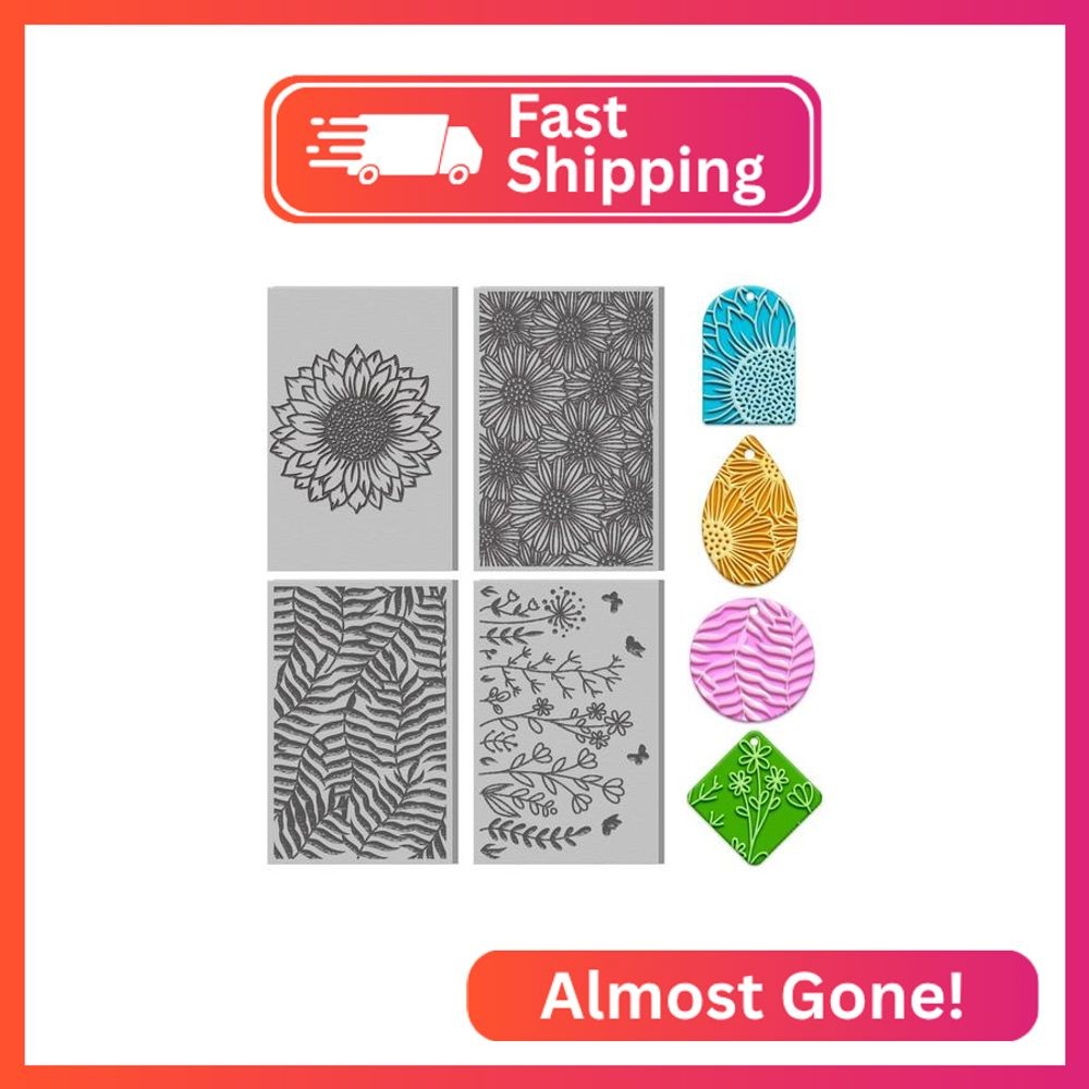 ACRNIGHEET 4PCS Polymer Clay Flowers Leaves Texture Sheets Set for Using with Cl