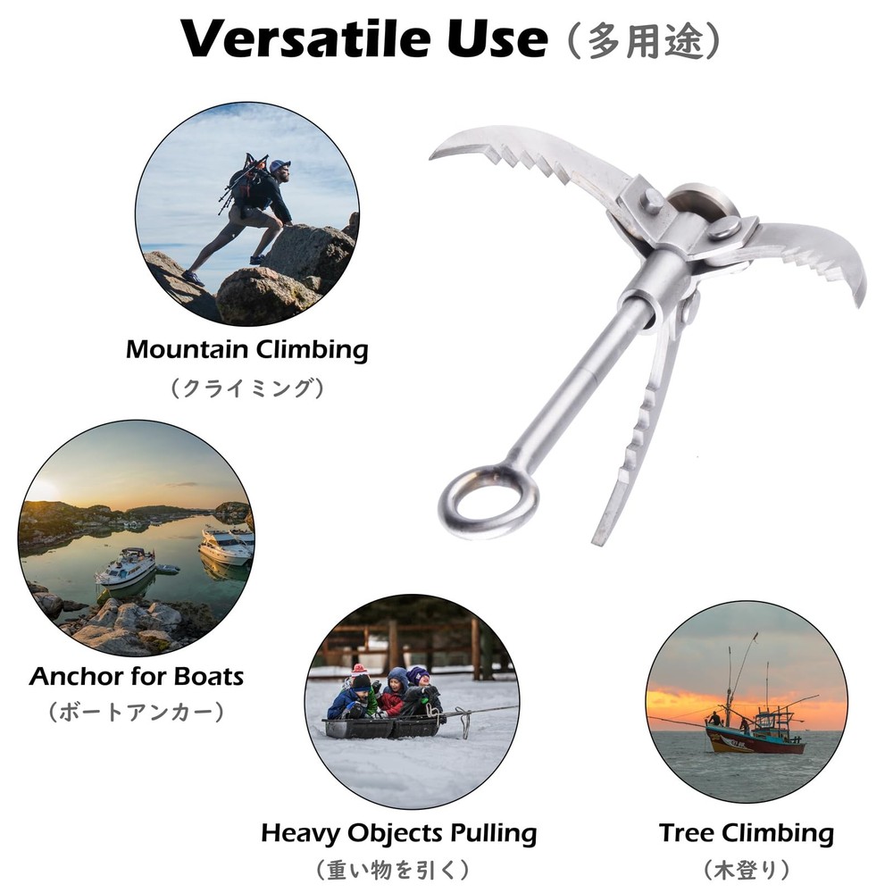 TRIWONDER Grappling Hook Gravity Rock Climbing Hooks Folding Claws Stainless ...