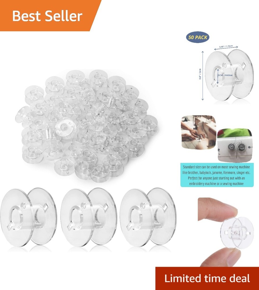 Plastic Bobbins for Sewing Machines 50 Pack Compatible with Brother Singer