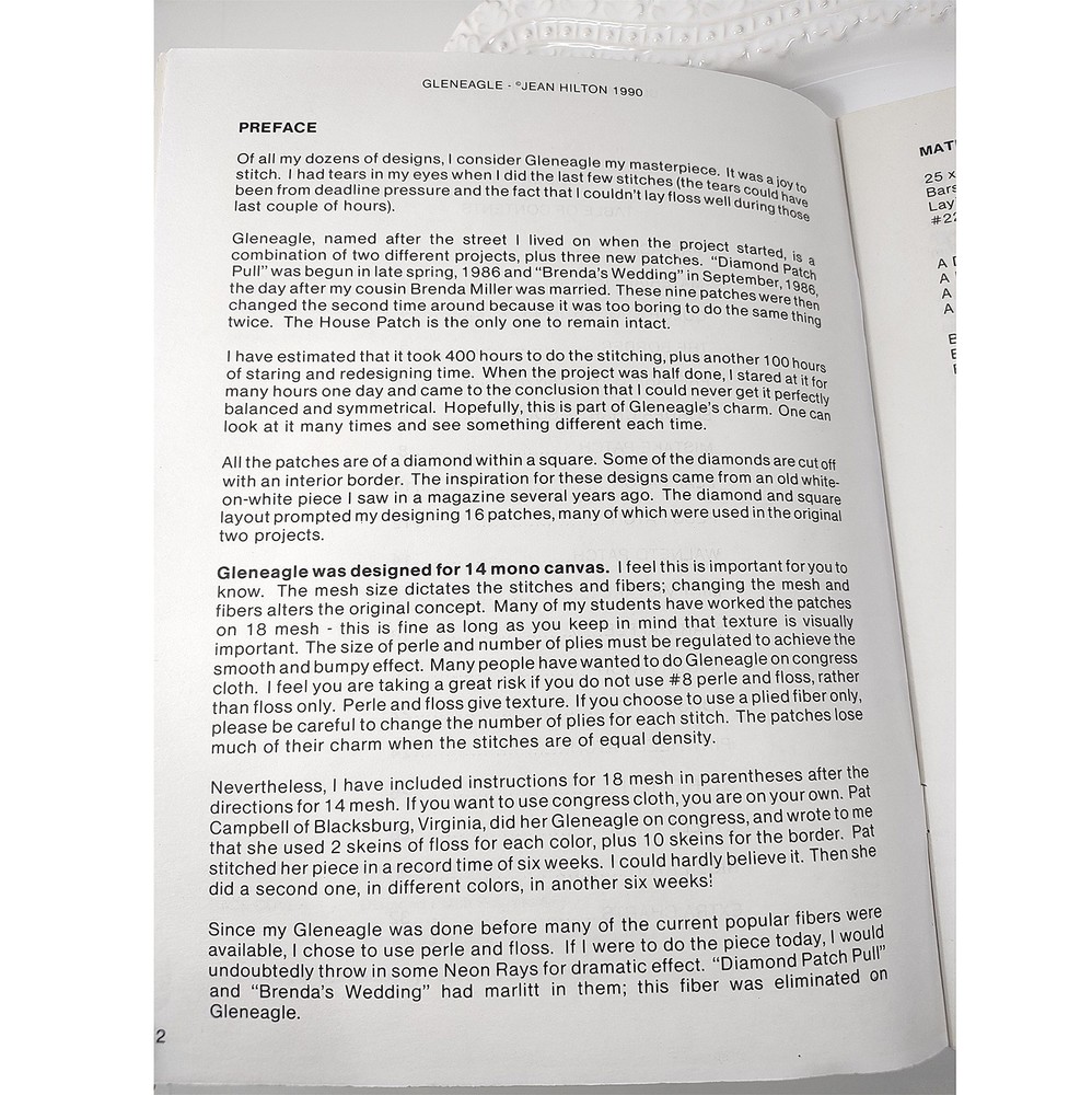 Jean Hilton's GLENEAGLE 1990 Needlepoint Book Pattern Sampler 12 Patch Geometric