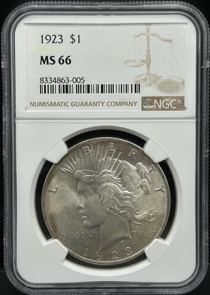1923 $1 Peace Dollar Silver - NGC MS66
