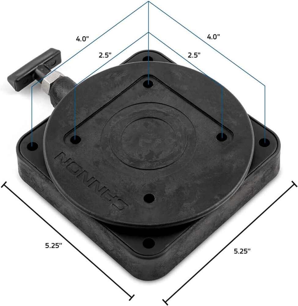 Low-Profile Swivel Downrigger Mounting Base - Black Composite Design