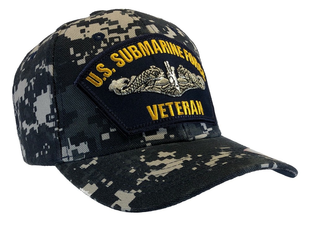 "VETERAN" U.S. Submarine Force Hat Digital Blue Structured Ball Cap Version