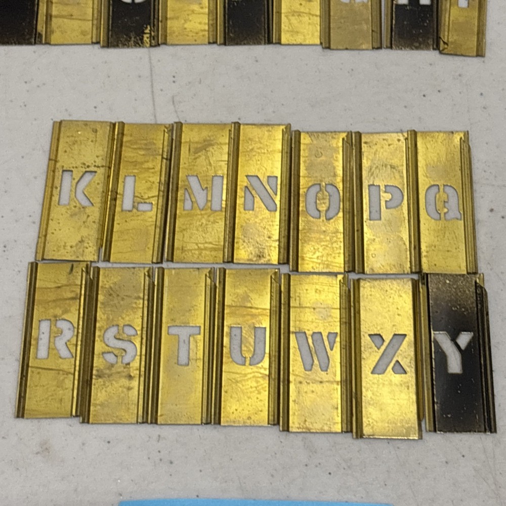 2” Reusable Brass Stencils 42 pc Interlock Numbers Letters 1/2”