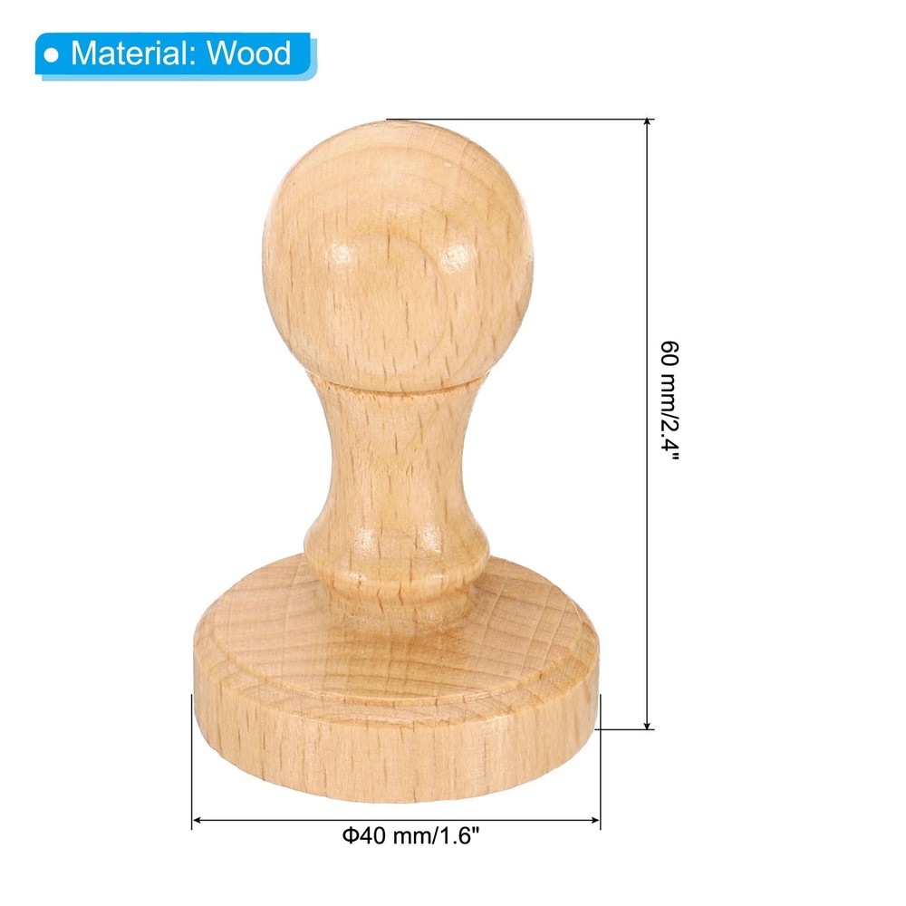 40mm Stamp Wood Round Handle, 8pcs Wooden Knobs Stamp Mounts Drawer Pulls