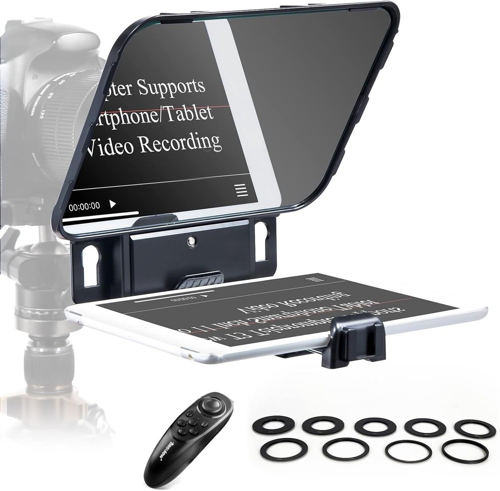 Teleprompter, Teleprompter with Remote Control, Work with iPad/Tablet/Smartph...