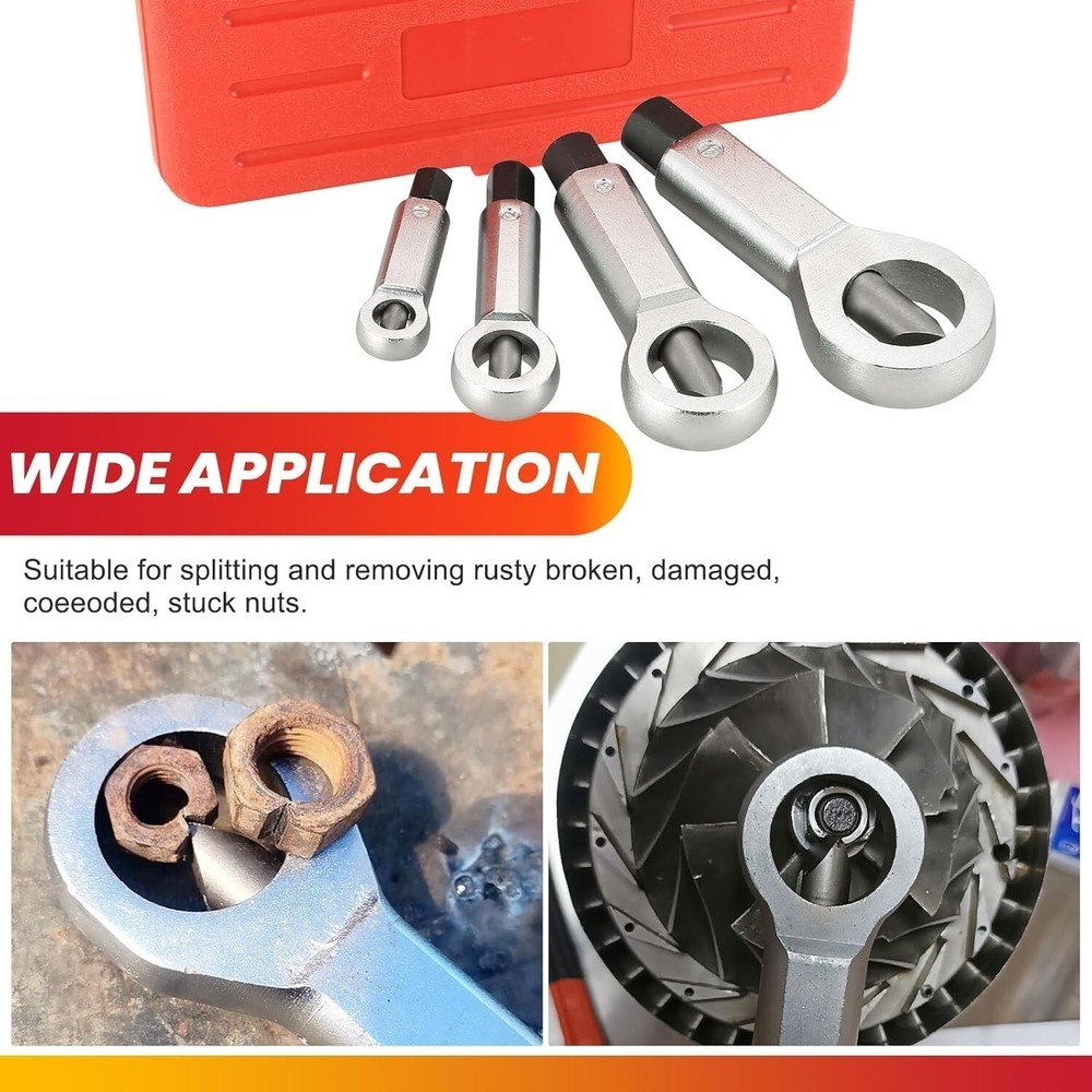 4PCS Nut Splitter Breaker 9-27mm Nut Remover Extractor Adjustable Cracker Tools