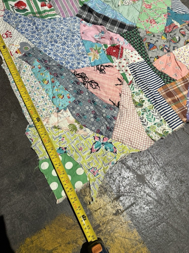 Vintage Handmade Crazy Quilt Patchwork Scrap 81x34